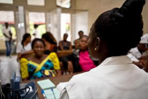 Women seeking help at a support centre, DRC